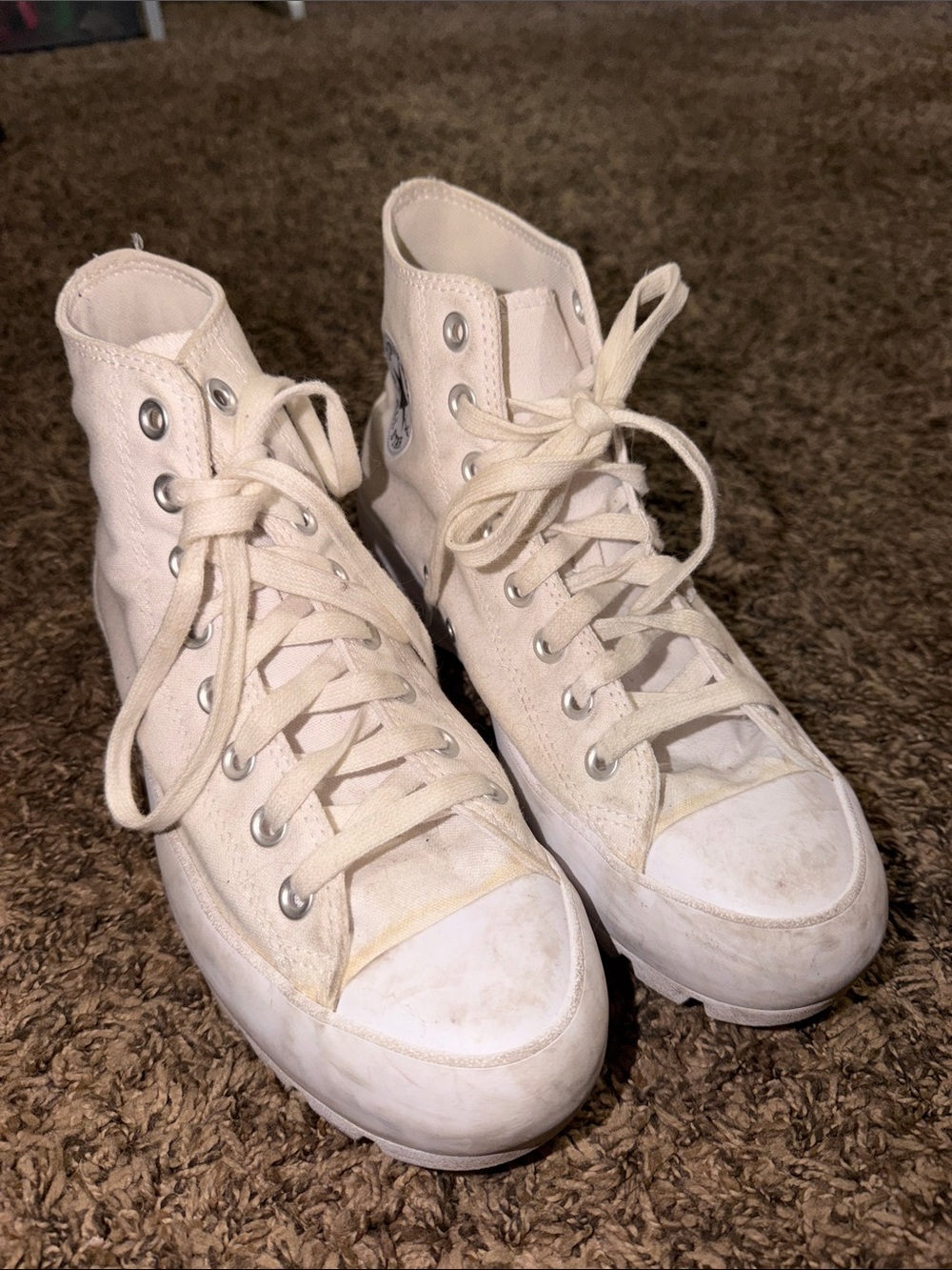 Converse Women's High-Top Canvas Sneakers in Cream